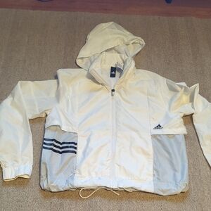 Women's Adidas Crop Top Warmup Jacket Size Small White/Grey/Black